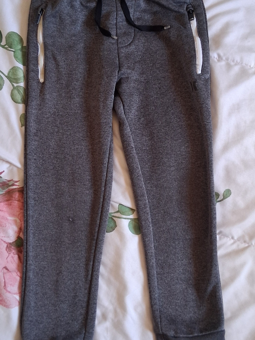 Hurley Gray Kids Joggers with White Zipper Accents